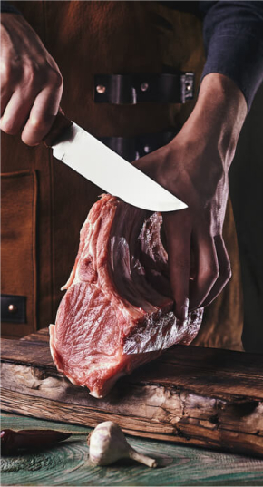 A meat sliced by knife